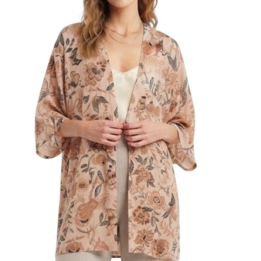 MAURICES Kimono Cardigan Open Front Floral Fall Layering Flowy ONE SIZE